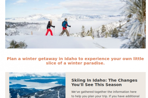 Idaho Tourism Winter Paradise Newsletter