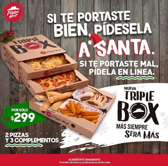 Pizza Hut Mexico Christmas Triple Box